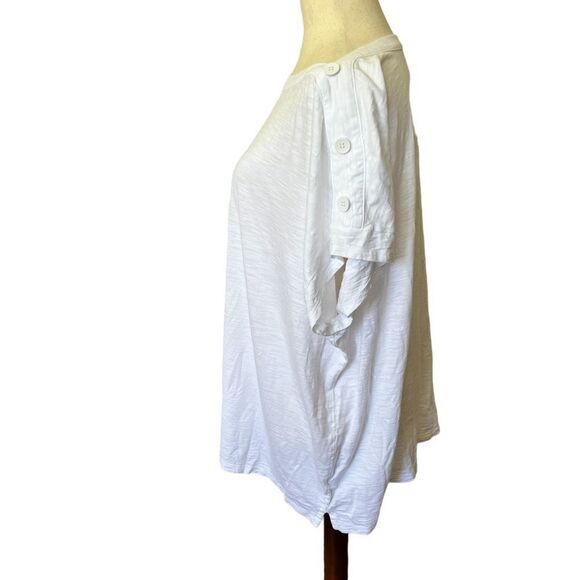 Talbots 3X Stretchy Cotton Modal Short Sleeve Knit Top Buttons on Shoulders - Picture 3 of 6